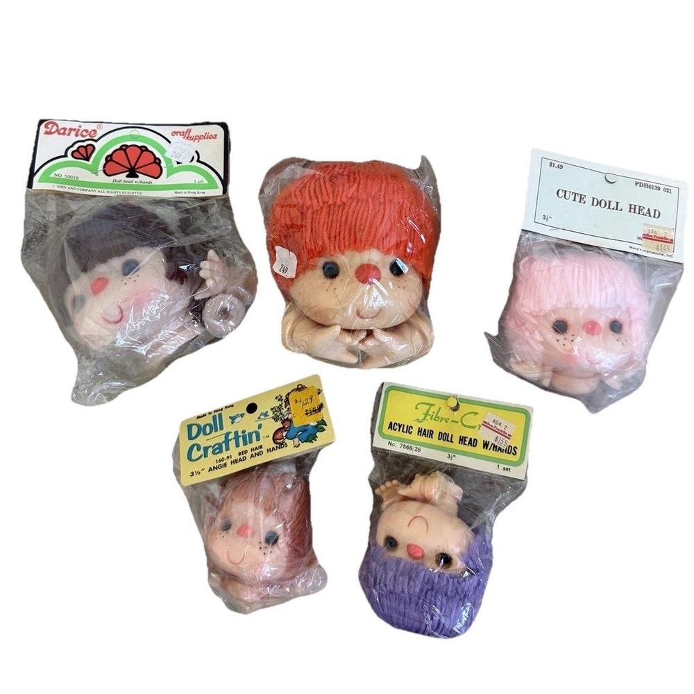 Vintage Darice Various Crafts Mitzy Yarn Hair Doll (Lot Of 5)‎ Unopened